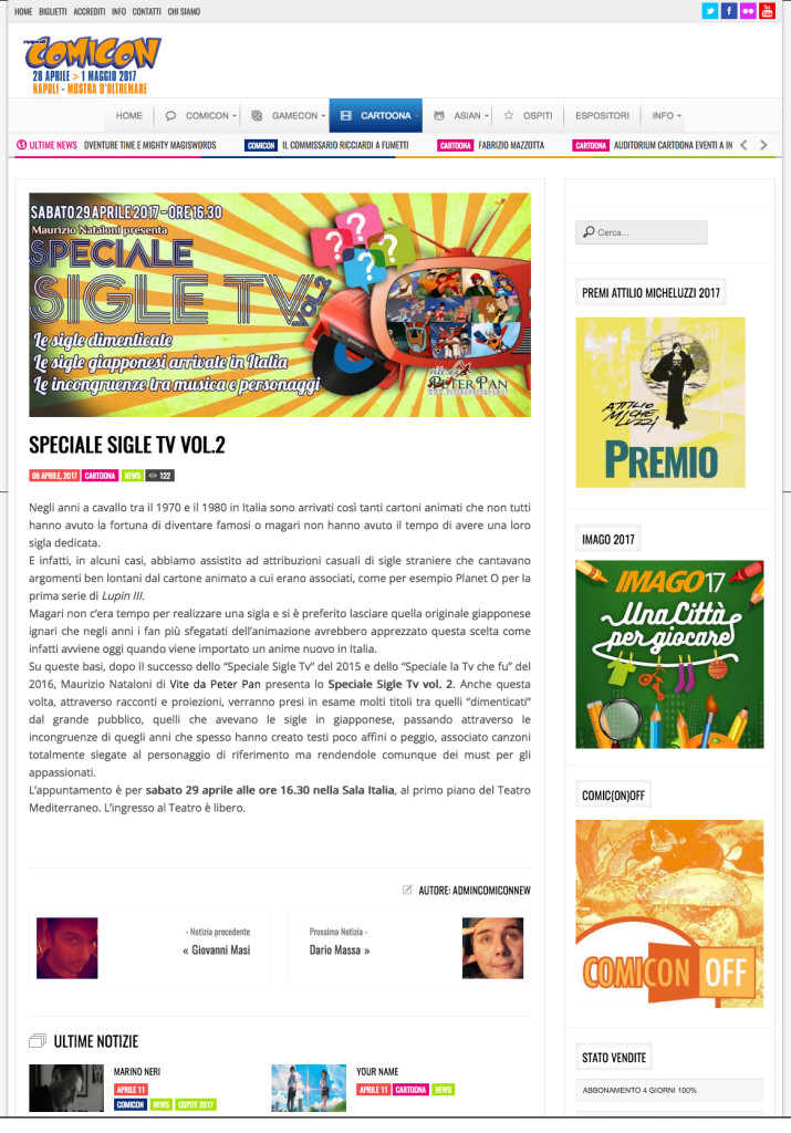 Speciale Sigle Tv Napoli Comicon 2017